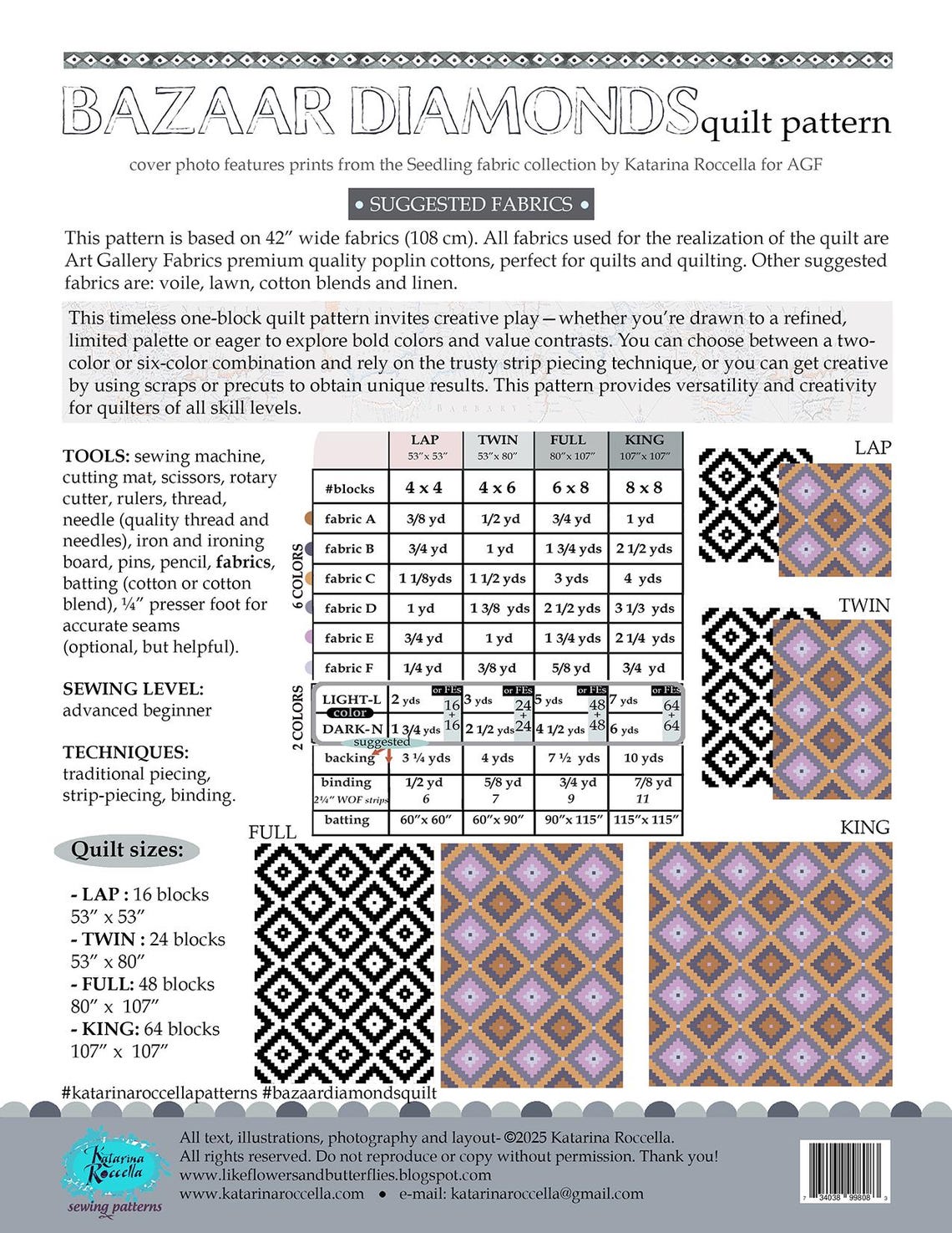 Bazaar Diamonds Quilt Pattern: Modern Geometric Design (PDF Pattern) - Etsy