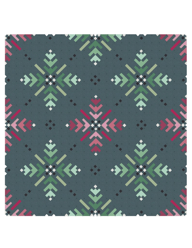 WINTERFLAKE Instant Download PDF modern traditional winter snowflake QUILT pattern by Katarina Roccella with Wintertale Botanist fabrics image 7