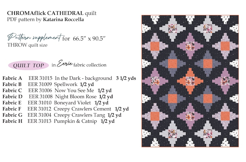 Quilt shop license for printing 6 copies of CHROMAflick Cathedral Instant Download PDF Halloween Eerie QUILT pattern by Katarina Roccella image 2