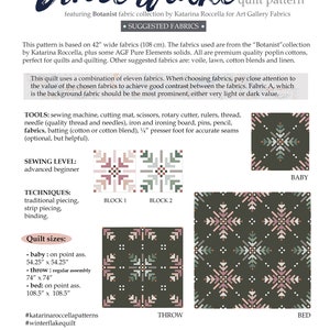 WINTERFLAKE Instant Download PDF modern traditional winter snowflake QUILT pattern by Katarina Roccella with Wintertale Botanist fabrics image 4