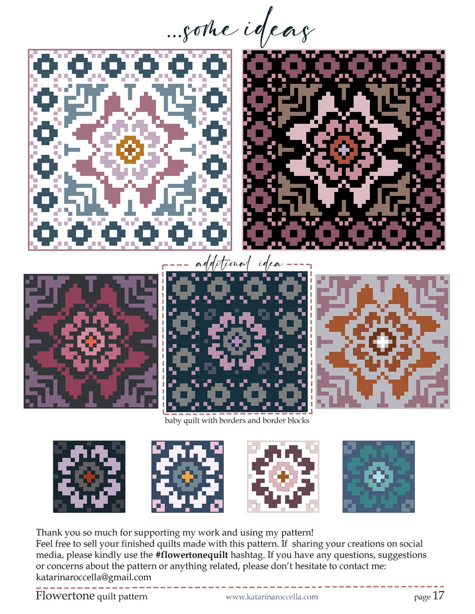 FLOWERTONE Instant Download PDF Modern QUILT Pattern by Katarina ...