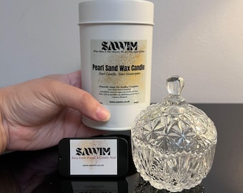 Vela perlada de nieve SAWIM, set de regalo / Kit de velas de lujo DIY con bolsa de transporte, cera de arena rellenable, mechas de algodón y madera, regalo ecológico para decoración de bodas
