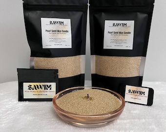 Vela de cera Sawim Dune Glow Pearl Sand de 100 g / Color arena / 5 mechas de algodón / Vela vegana ecológica recargable / Regalo neutro para decoración del hogar