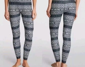 SKIMS Leggings Plush POINTELLE Black XS Womens Lounge Stretch High Rise Nwt