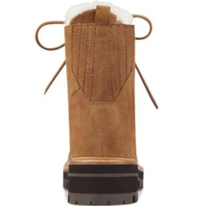 MARC FISHER SHEARLING Winter Lace Up Combat Boots Camel Womens 9 image 2