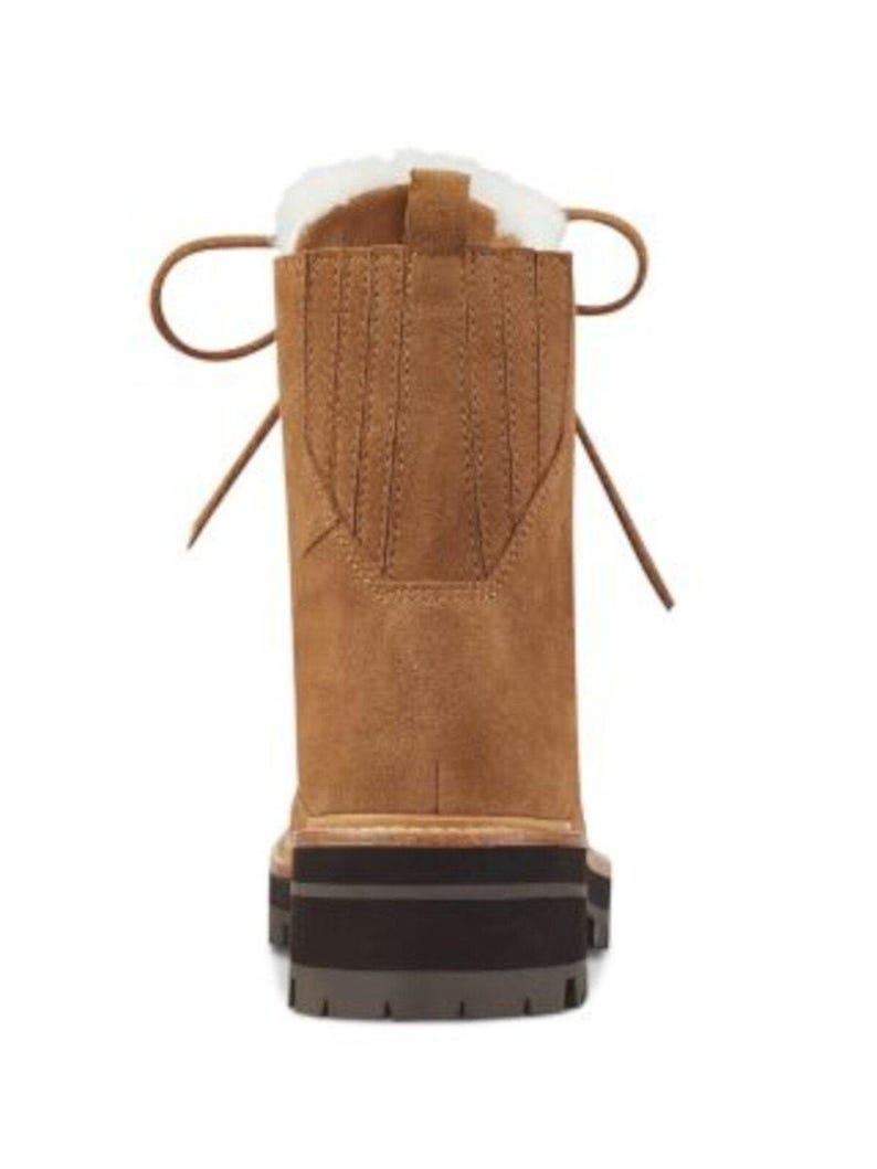 MARC FISHER SHEARLING Winter Lace Up Combat Boots Camel Womens 9 image 2
