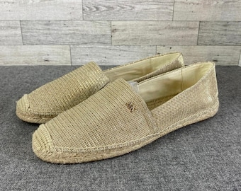 MICHAEL KORS Kendrick ESPADRILLE Flats Beige Woven Slip On Shoes Women Size 10