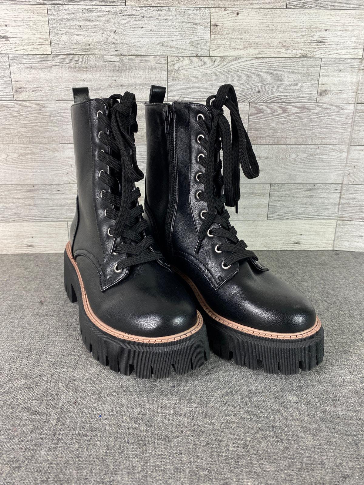 Vintage 1991 black combat leather boots Men display picture 1
