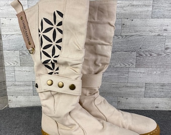 Botas Chintamani Alchemistry de lona beige, sin cordones, para mujer, talla EU 42 / US 9.5 10