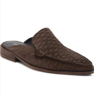 FREE PEOPLE Dragonfly Embossed Leather Loafers Brown Slip On Size 8.5 image 1