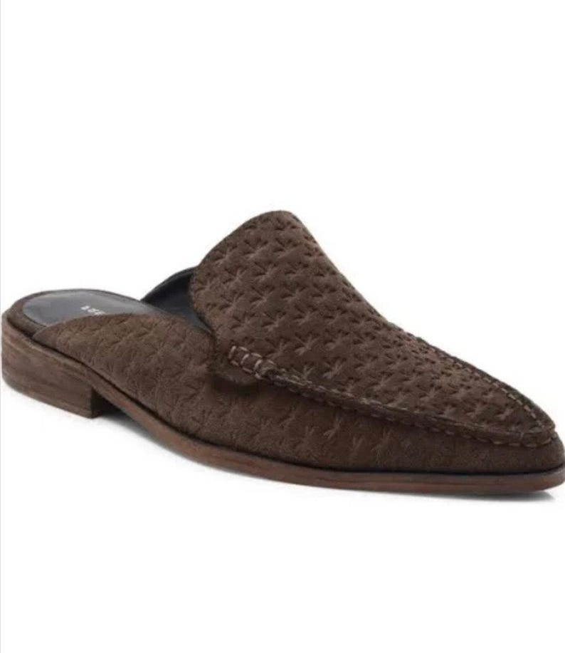 FREE PEOPLE Dragonfly Embossed Leather Loafers Brown Slip On Size 8.5 image 1