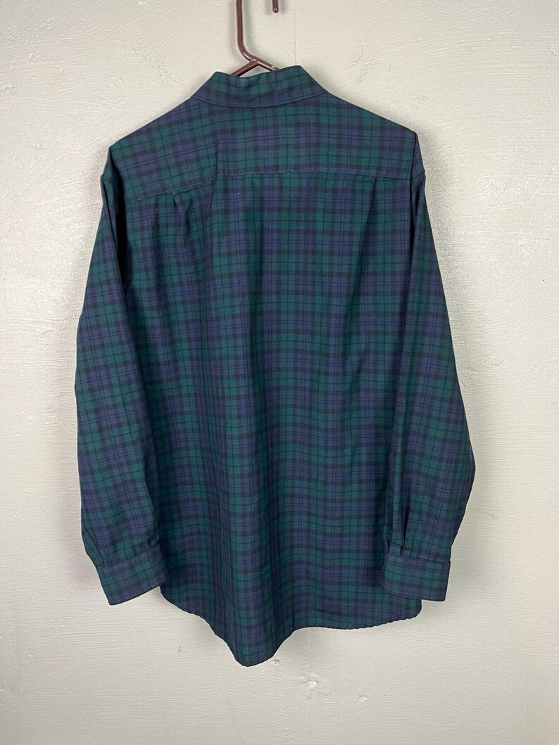 Vintage PENDLETON Men’s BLACKWATCH Tartan Wool Button Up Shirt XL Long image 5