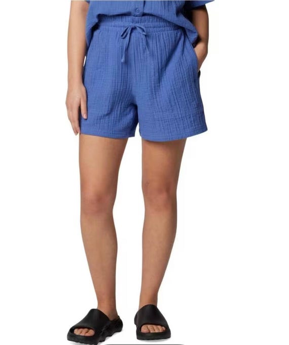 NWT COLUMBIA BREEZY Holly Hideaway Blue Cotton Drawstring Shorts 1X