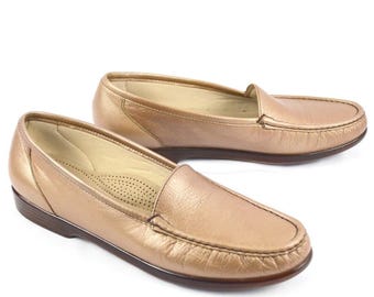 SAS SIMPLIFY WOMENS Loafers Tripad Comfort Metallic Leather Shoes Size 8.5