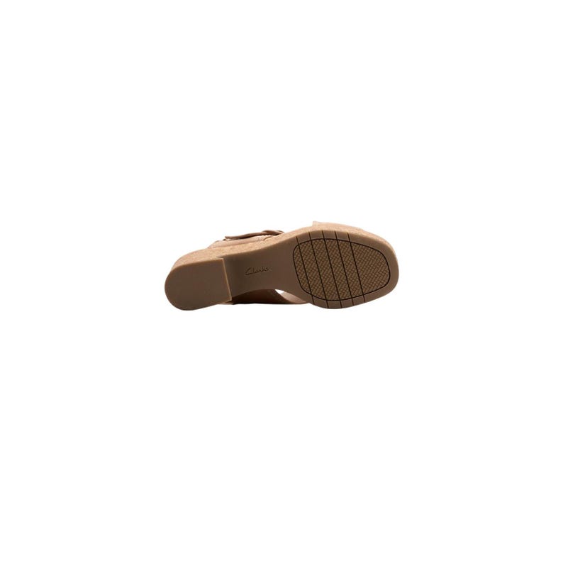 CLARKS NERISA COMFORT Sandal Cork Wedge Nubuck Slingback Beige Size 10 afbeelding 6