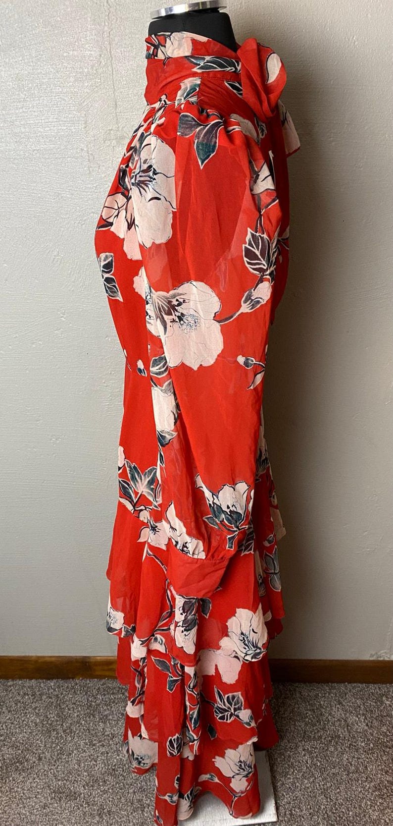 ANTHROPOLOGIE MAXI NWT Exquise Floral Tiered Mock Neck Dress Medium image 4