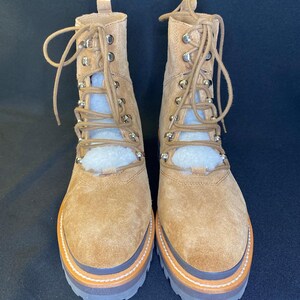 MARC FISHER SHEARLING Winter Lace Up Combat Boots Camel Womens 9 image 6