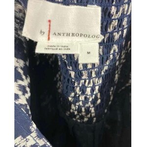 ANTHROPOLOGIE RIMBAUD SKIRT Tie Waist Mini Blue White Tassel Medium immagine 7