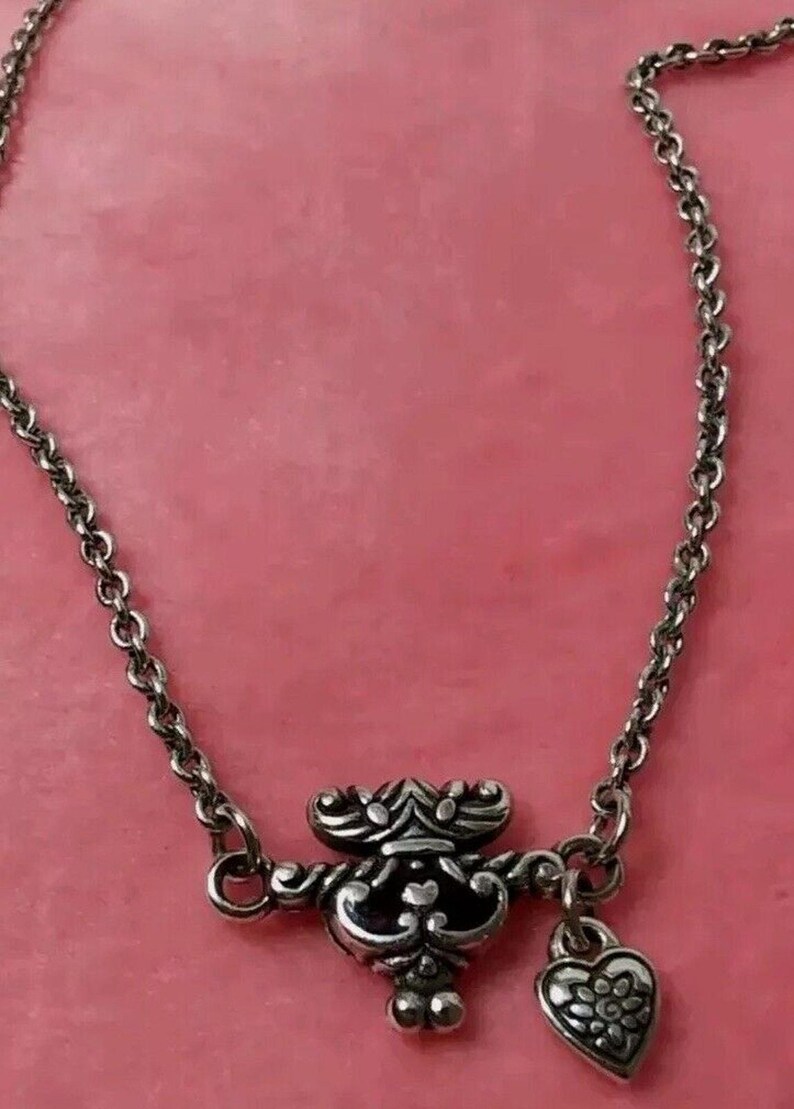 Brighton Necklace Small Pendant W/ Tiny Heart Red Enamel 16" Chain 2" Extender image 3