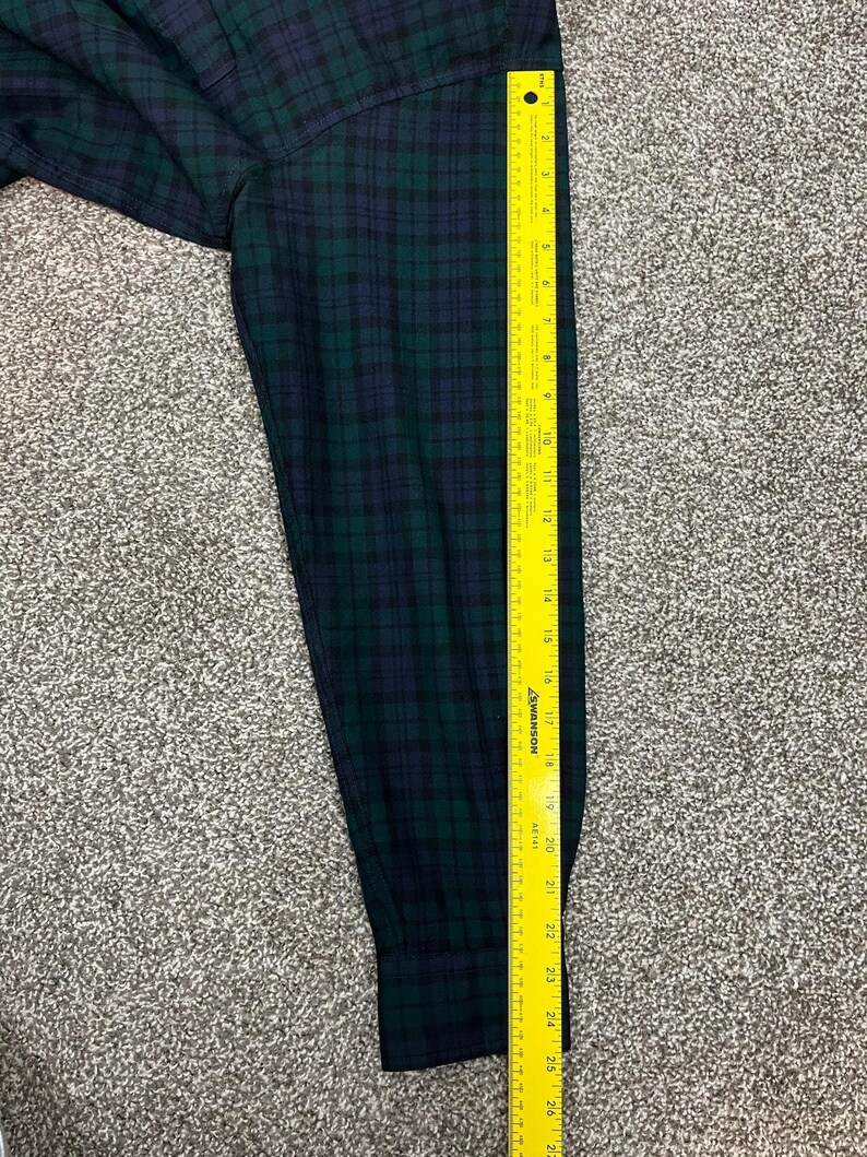 Vintage PENDLETON Men’s BLACKWATCH Tartan Wool Button Up Shirt XL Long image 7