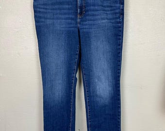 TALBOTS JEANS High Rise Straight Leg Dark Wash Denim Womens Size 14