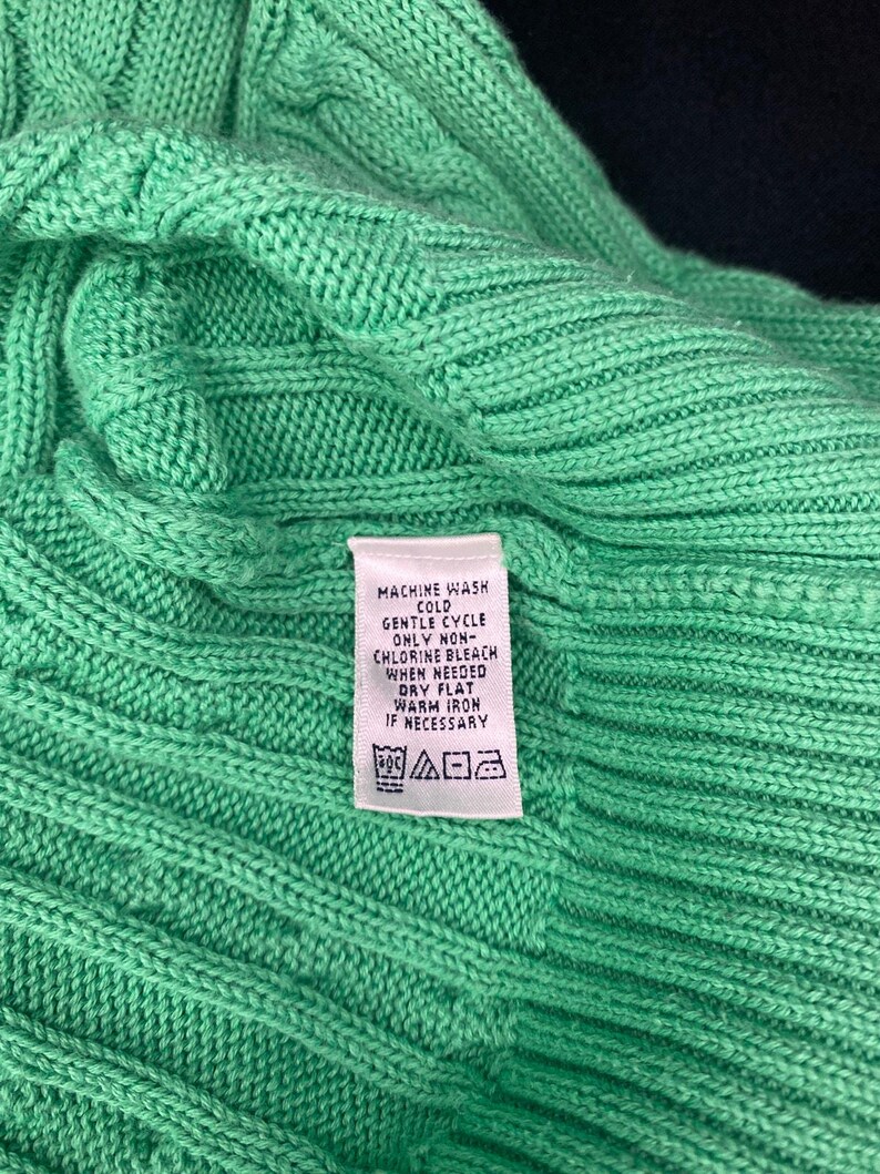 LILLY PULITZER Maria Cotton Cableknit Sweater Green Medium Pink Logo image 6