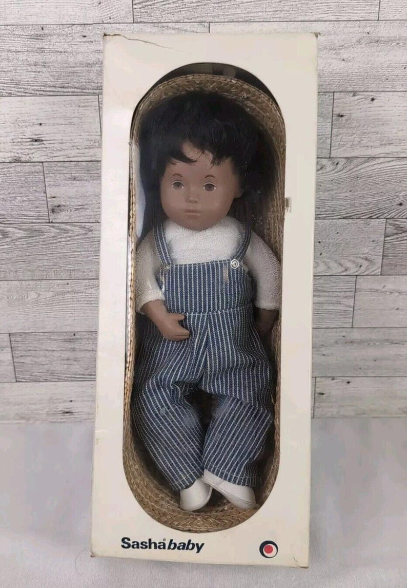 12 Vintage Sweet Sasha Baby Doll 510 Denim Playsuit Brown Hair England