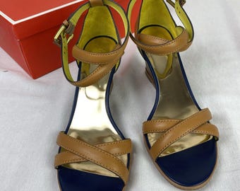 COACH Coretta Vegan Leather Strappy Wedge Heels in Ginger SIZE 9.5 NICE!!!