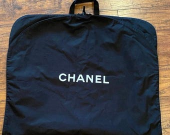 CHANEL GARMENT BAG Black Cotton Travel Suit Dress Cover Hanging Case