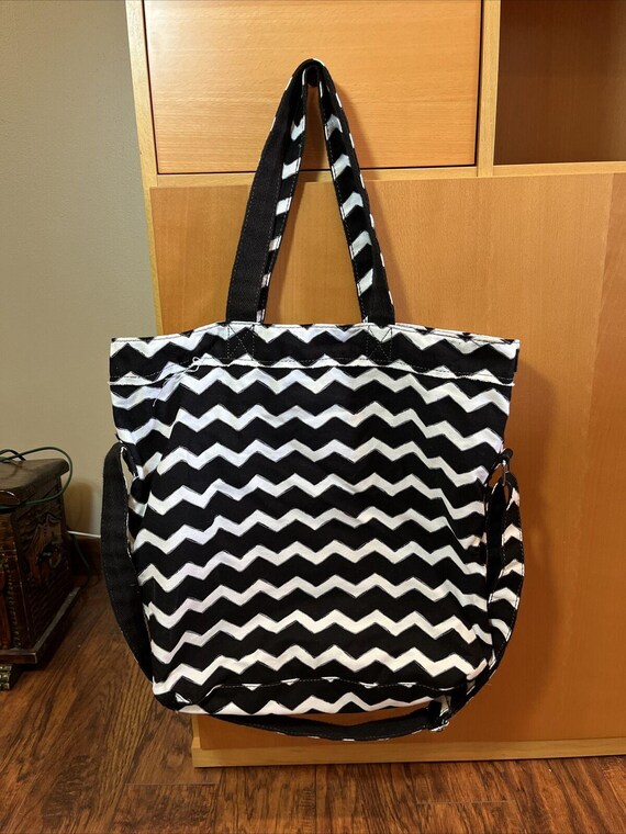 Thirty one Bags Double Take Large Bag Black white Chevron Shoulder crossbody Etsy