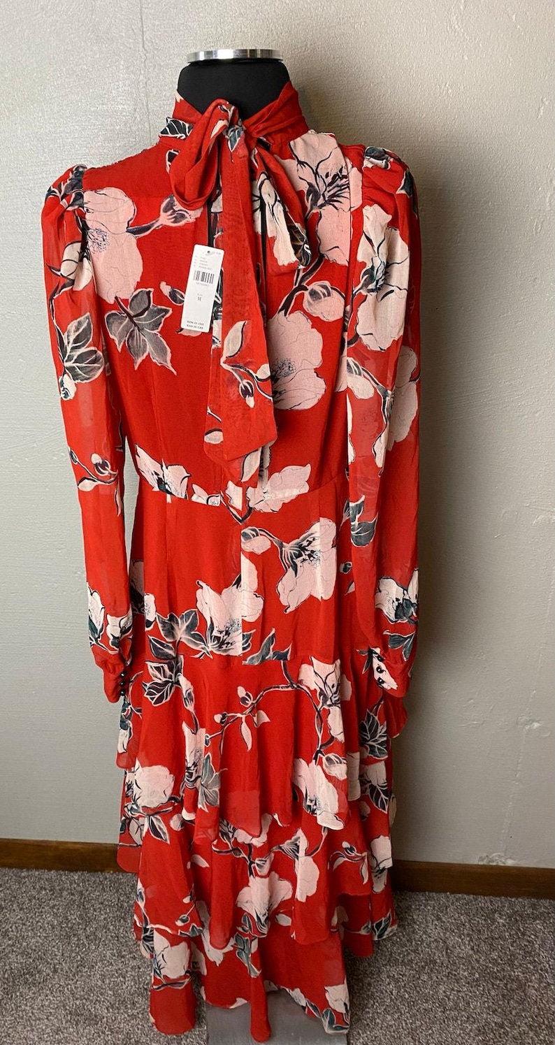 ANTHROPOLOGIE MAXI NWT Exquise Floral Tiered Mock Neck Dress Medium image 6
