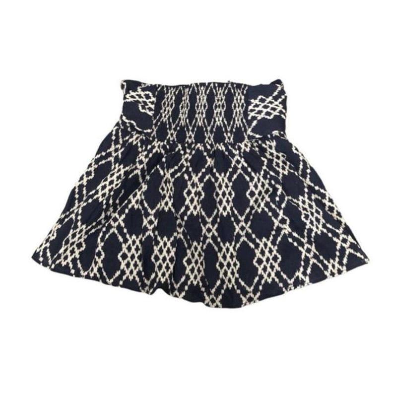ANTHROPOLOGIE RIMBAUD SKIRT Tie Waist Mini Blue White Tassel Medium immagine 4
