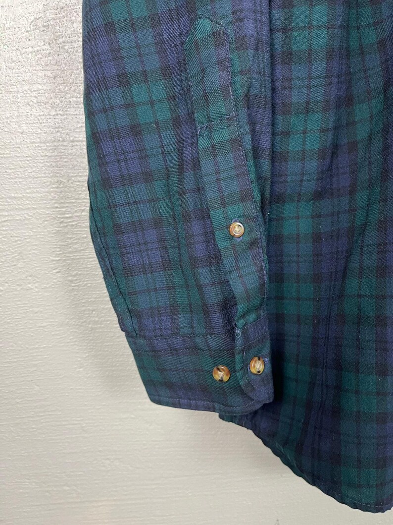 Vintage PENDLETON Men’s BLACKWATCH Tartan Wool Button Up Shirt XL Long image 8