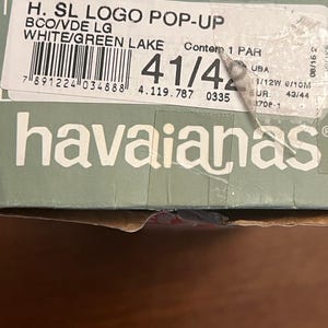HAVAIANAS SLIM FLIP White Teal Logo Pop Up Sandals Womens 10 10.5 image 4