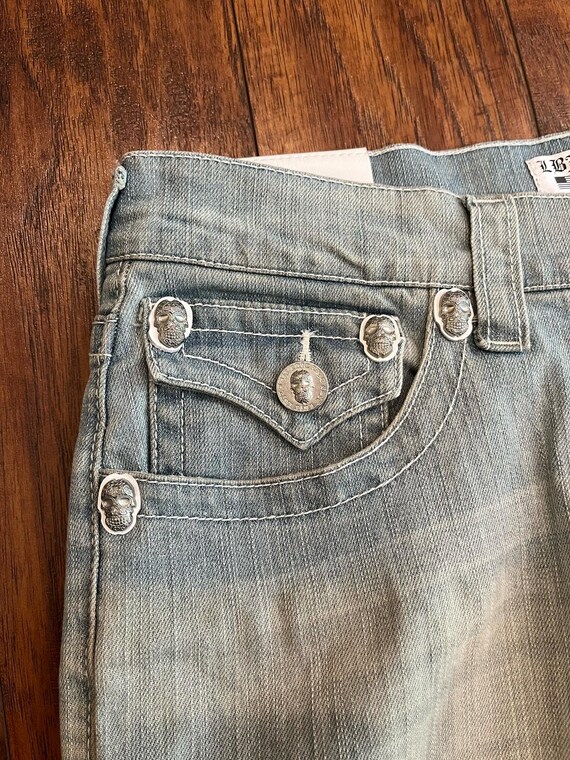 Laguna Beach Jean Co. Women's Acid Wash Skull Studded Low Waist