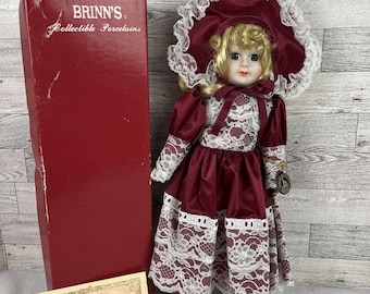 Brinns 1989 Porcelain Doll 17 inch Glass Eyes Blonde Hand Painted Limited