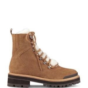 MARC FISHER SHEARLING Winter Lace Up Combat Boots Camel Womens 9 image 3