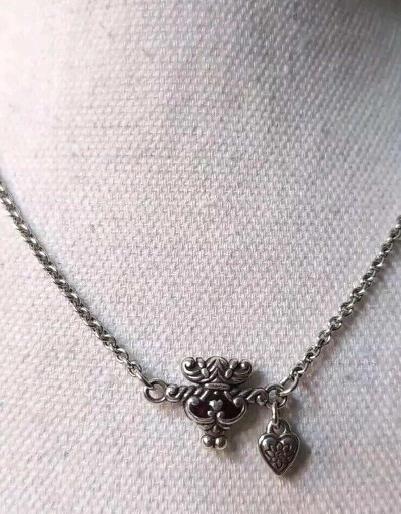 Brighton Necklace Small Pendant W/ Tiny Heart Red Enamel 16" Chain 2" Extender image 6