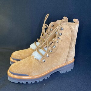 MARC FISHER SHEARLING Winter Lace Up Combat Boots Camel Womens 9 image 4