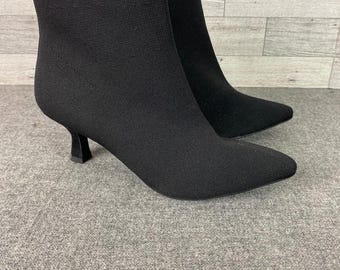 ANNE KLEIN Federica Women’s Pointed Toe Ankle Bootie Black Elegant Heels size 6