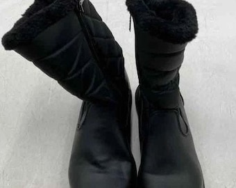 Sporto Womens Black Leather Side Zip Mid-Calf Winter Boots Round Toe Size 7 NWOT