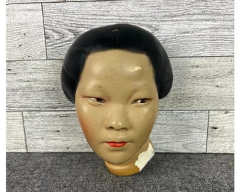 Busto vintage de Luise Rainer de WALEXANDER BACKER, colgante de pared Good Earth, década de 1930