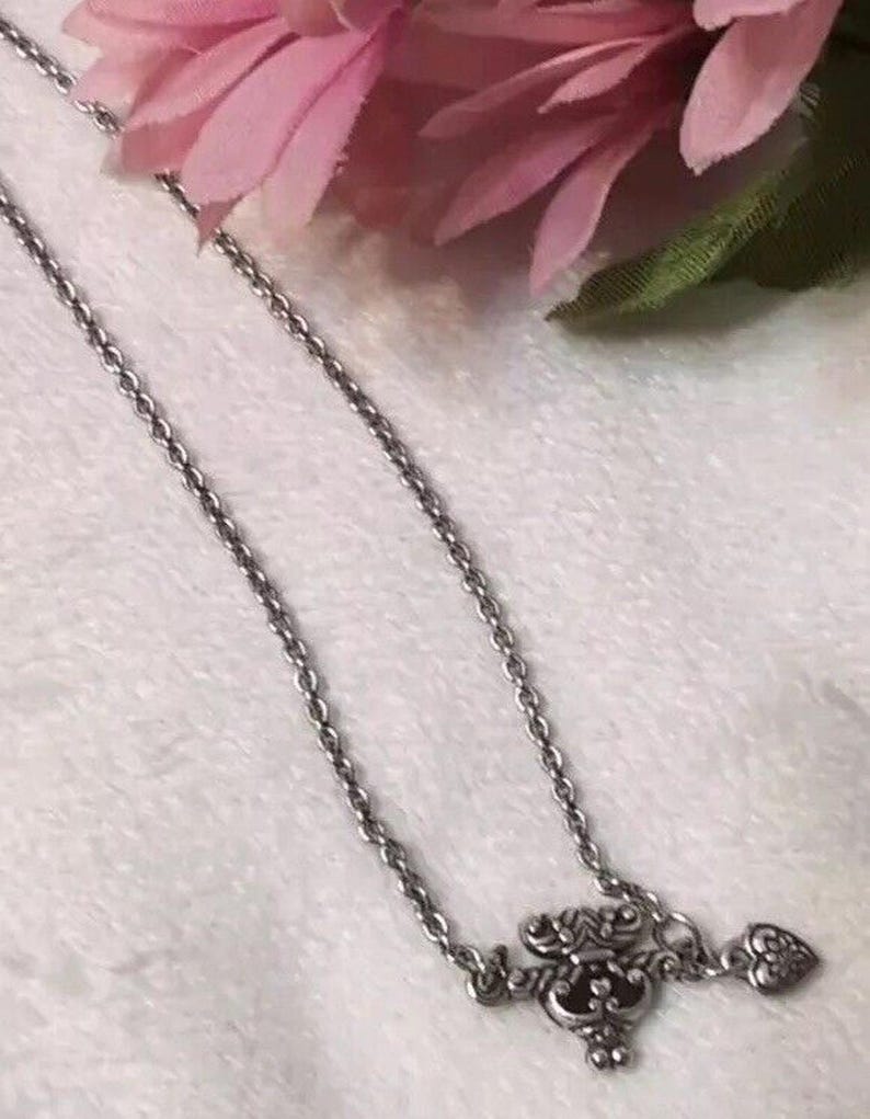 Brighton Necklace Small Pendant W/ Tiny Heart Red Enamel 16" Chain 2" Extender image 2