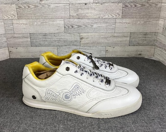VON DUTCH MEN Sneakers White Yellow Low Top Casual Shoes Size 9