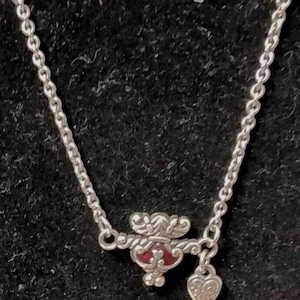Brighton Necklace Small Pendant W/ Tiny Heart Red Enamel 16" Chain 2" Extender image 1