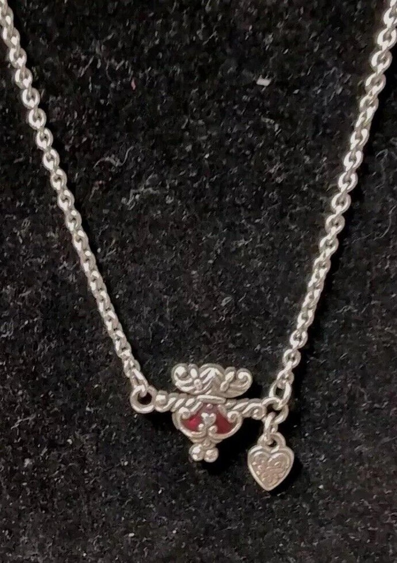 Brighton Necklace Small Pendant W/ Tiny Heart Red Enamel 16" Chain 2" Extender image 1