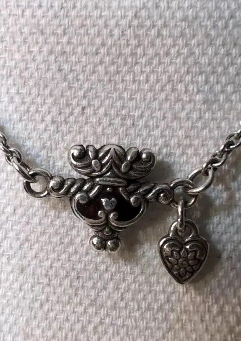 Brighton Necklace Small Pendant W/ Tiny Heart Red Enamel 16" Chain 2" Extender image 7