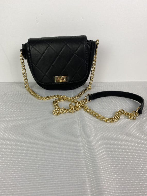 NEW Emperia LA NY Black Vegan Leather Crossbody Small Bag With Gold Accents Etsy