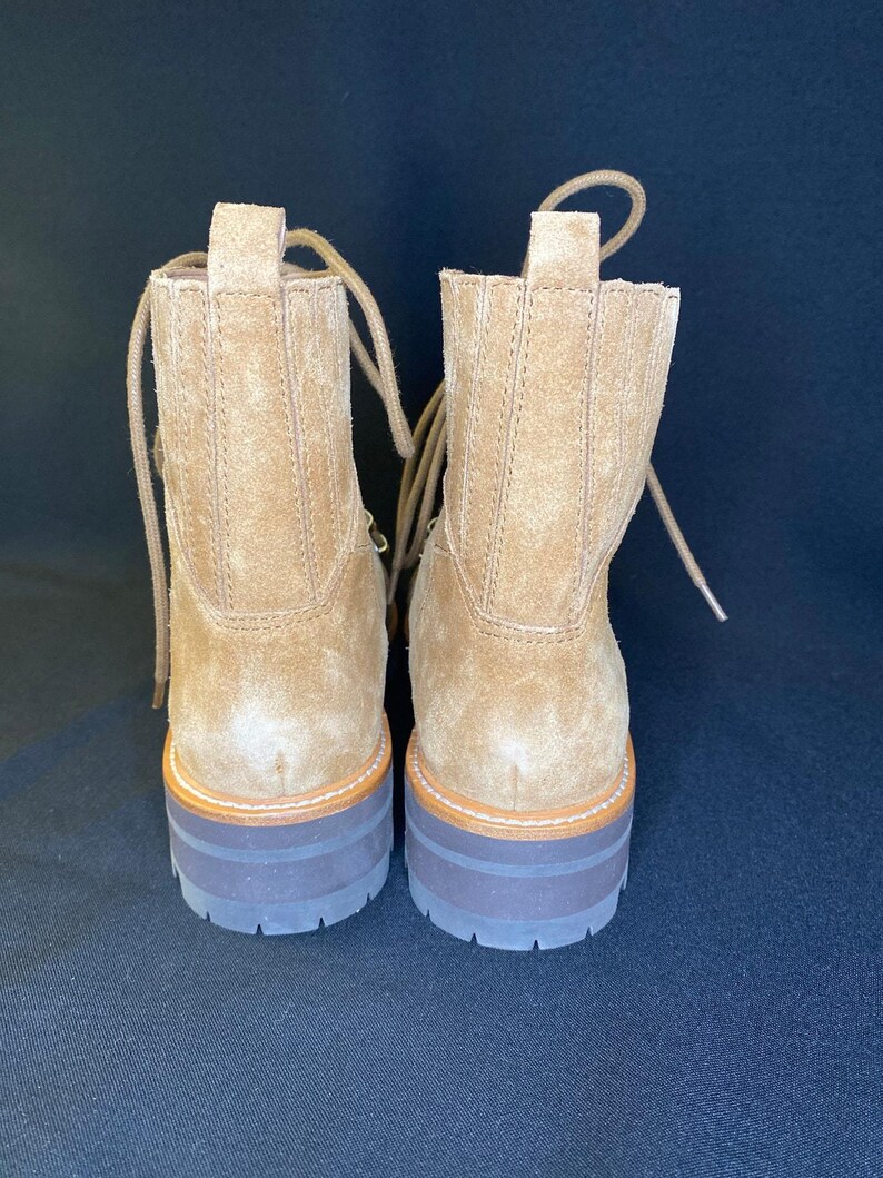 MARC FISHER SHEARLING Winter Lace Up Combat Boots Camel Womens 9 image 5