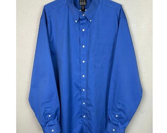 JOS A BANK SHIRT Blue Travelers Collection 18 37 Tailored Fit Cotton Mens